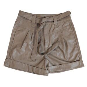 CI SONO Women's Light Brown Vegan Faux Leather Shorts